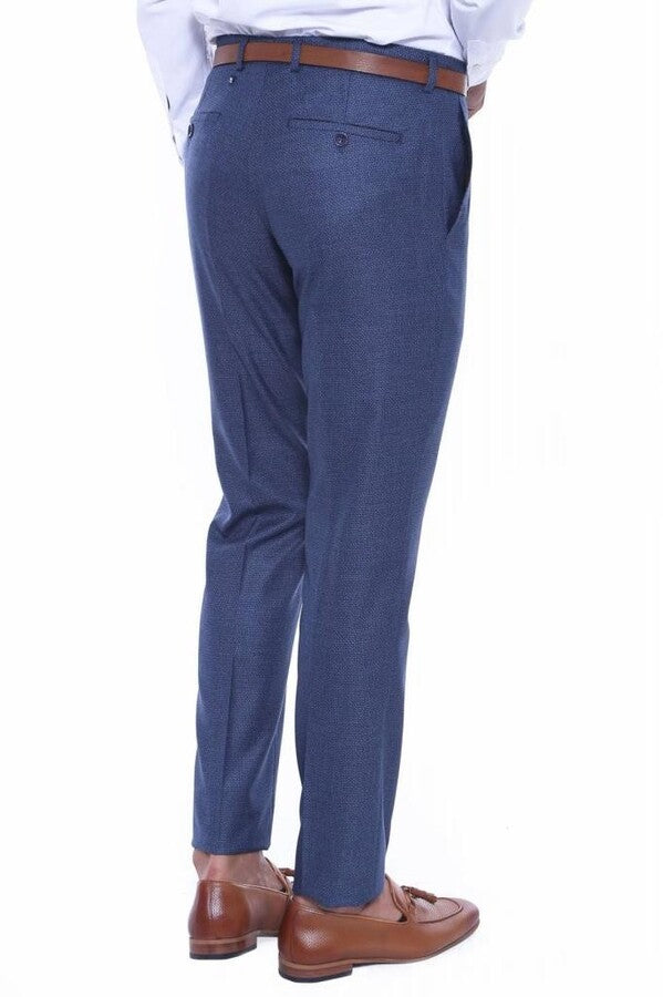 WSS Patterned Two Pockets Navy Blue Men Pants  - Singen