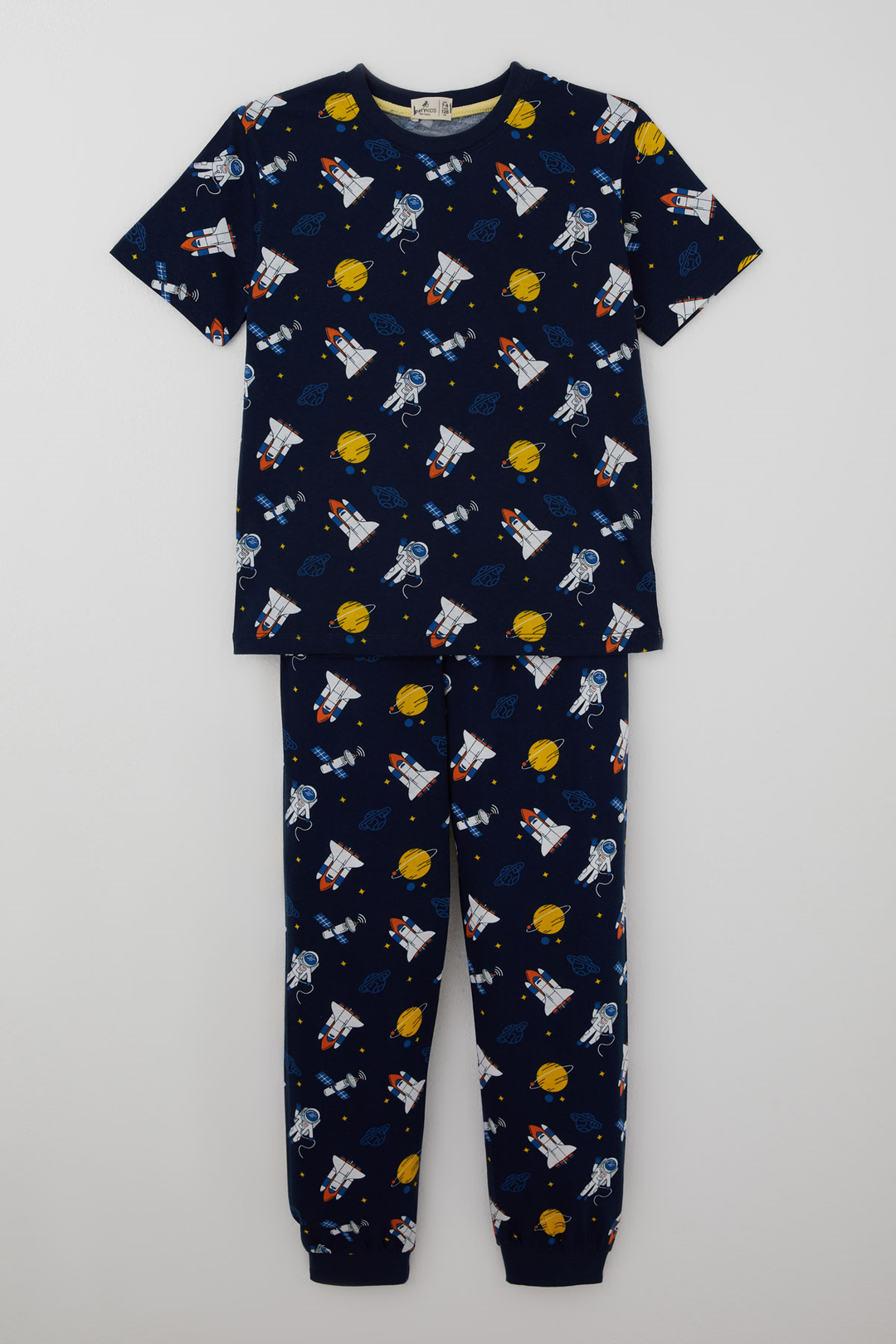 BRE Paty Kıds Erkek Çocuk Pijama Takımı Kısa Kollu Uzay Temalı Astronot Desenli 82 Yaş, Lacivert - Lakewood