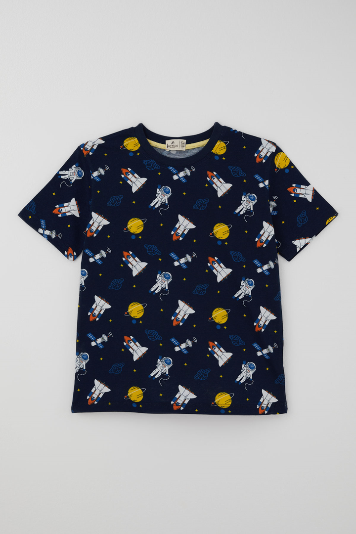 BRE Paty Kıds Erkek Çocuk Pijama Takımı Kısa Kollu Uzay Temalı Astronot Desenli 82 Yaş, Lacivert - Lakewood