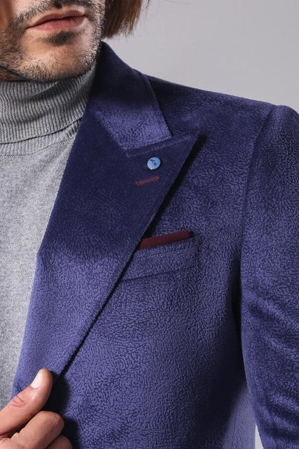 WSS Peak Lapel Blue Men Coat  - Vlaardingen