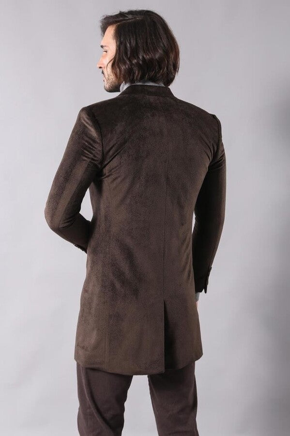 WSS Peak Lapel Brown Men Coat  - El Ejido