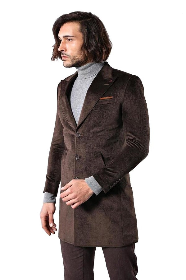 WSS Peak Lapel Brown Men Coat  - El Ejido