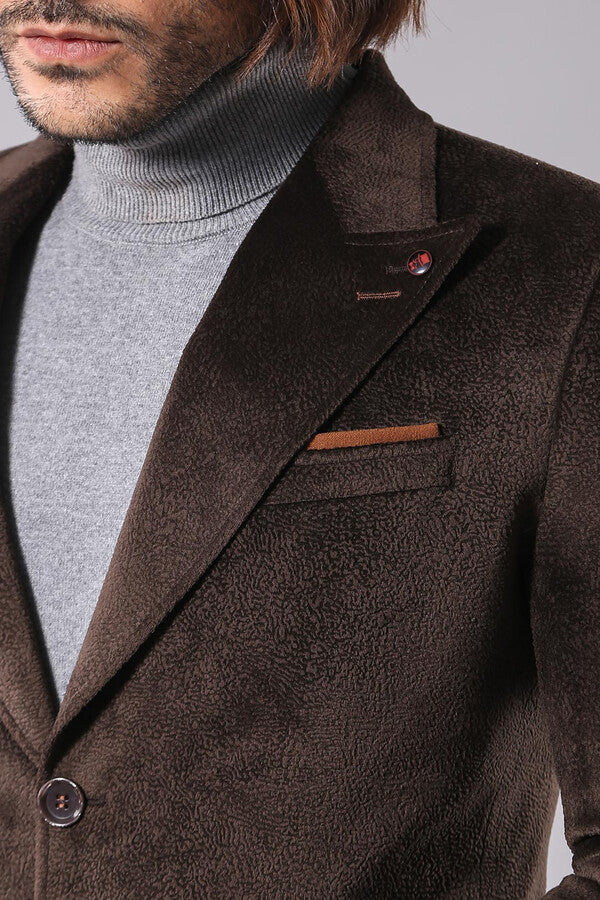 WSS Peak Lapel Brown Men Coat  - El Ejido