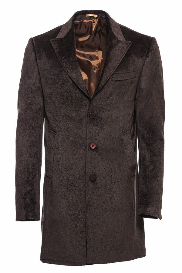 WSS Peak Lapel Brown Men Coat  - El Ejido