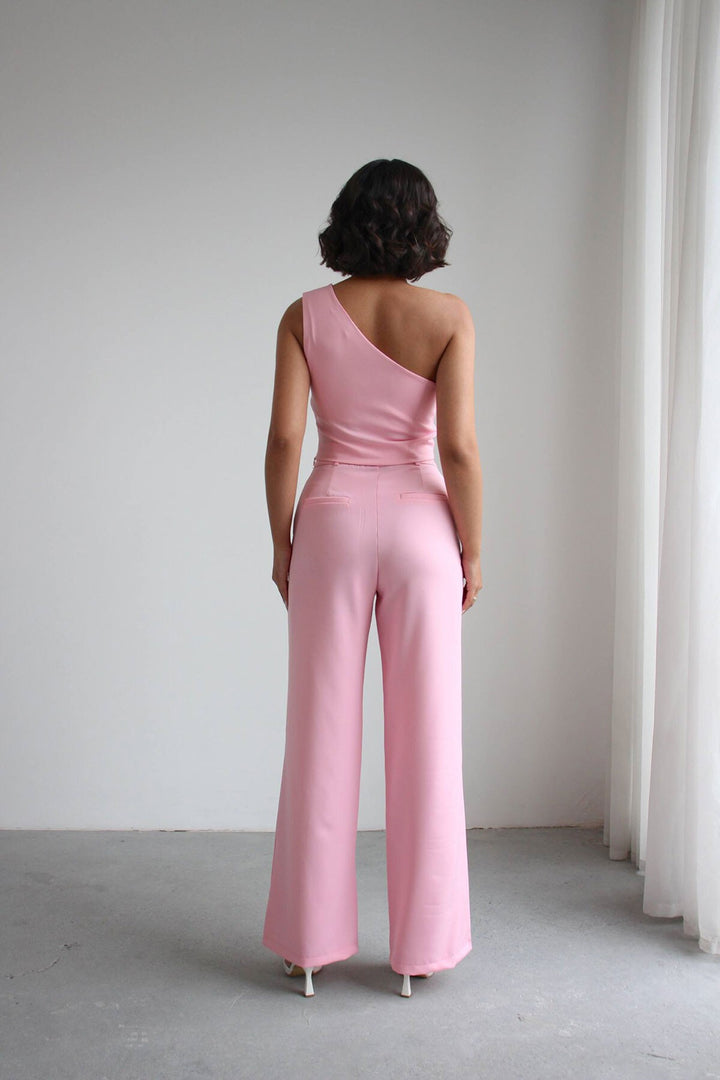 Pembe Aksesuar Detaylı Bluz Ve Pantolon Dokuma Alt Üst Takım BCHN-2526127 - North Ridgeville