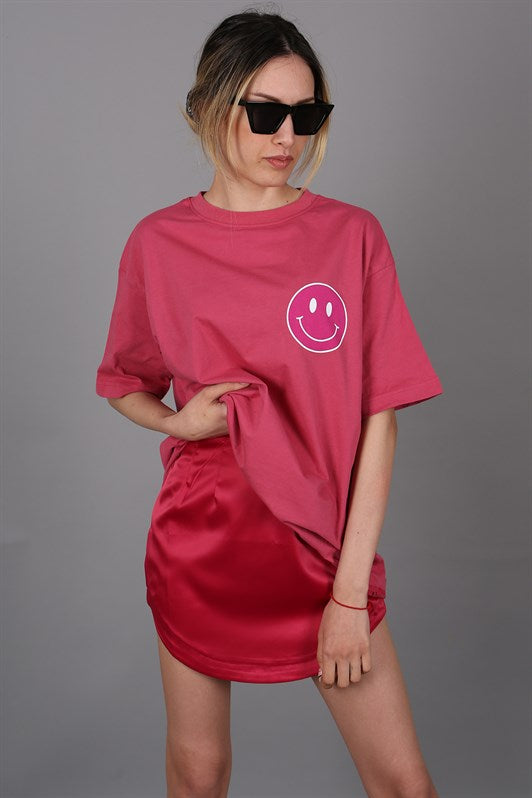 MDX Pink Back Printed Oversized Round Neck Women's T-Shirt - Târgu Jiu