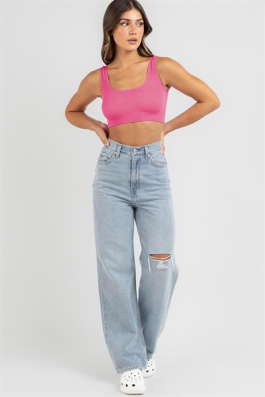 MDX Pink Strappy Basic Crop Top Blouse MG1757 - South Valley