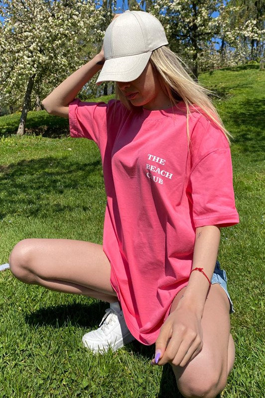 MDX Pink Printed Oversized Round Neck Women's T-Shirt MG1472 - Santa Cruz Xoxocotlán