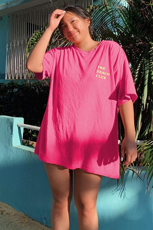 MDX Pink Printed Oversized Round Neck Women's T-Shirt MG1472 - Santa Cruz Xoxocotlán