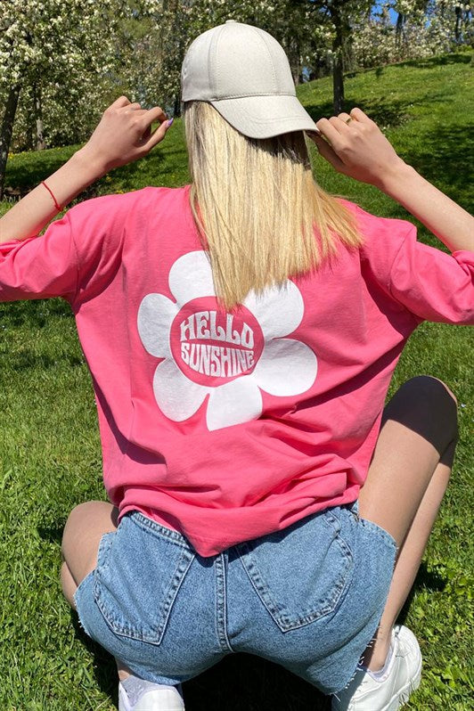 MDX Pink Printed Oversized Round Neck Women's T-Shirt MG1472 - Santa Cruz Xoxocotlán