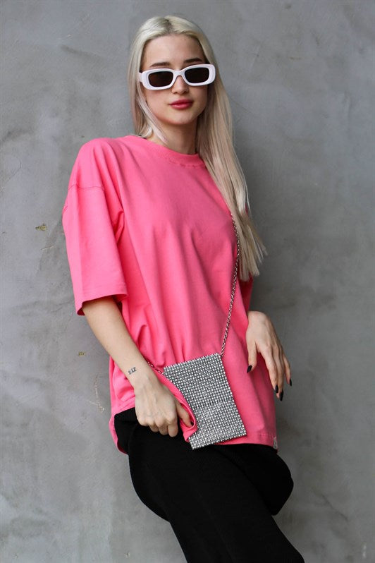 MDX Pink Bicycle Collar Basic Oversize T-shirt MG1687 - Braine-l’Alleud