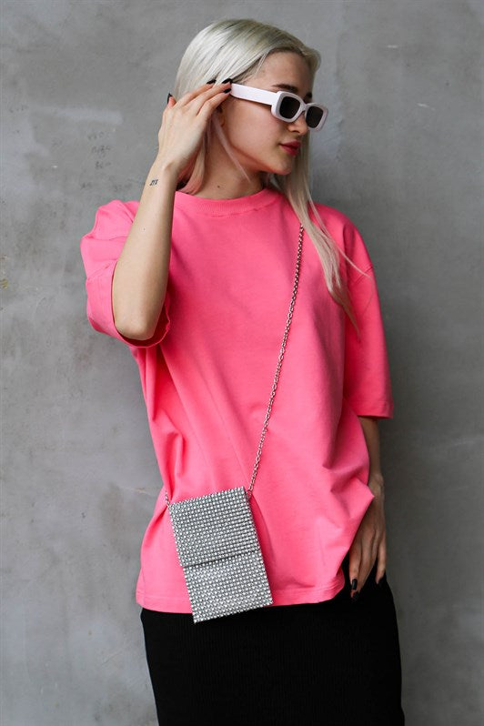 MDX Pink Bicycle Collar Basic Oversize T-shirt MG1687 - Braine-l’Alleud