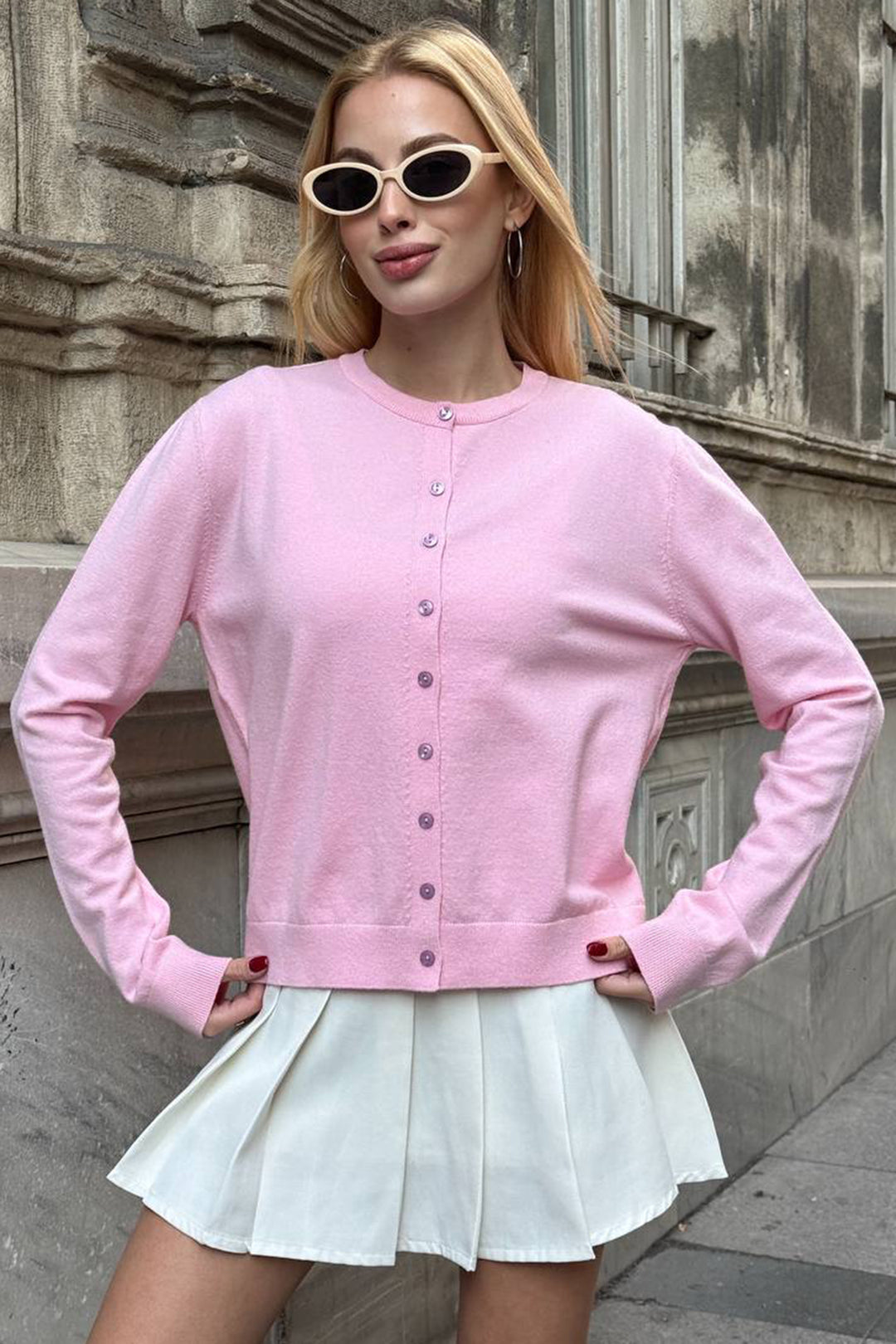 Pink Bicycle Collar Buttoned Cardigan BCHZCK-251267 - Vaughan