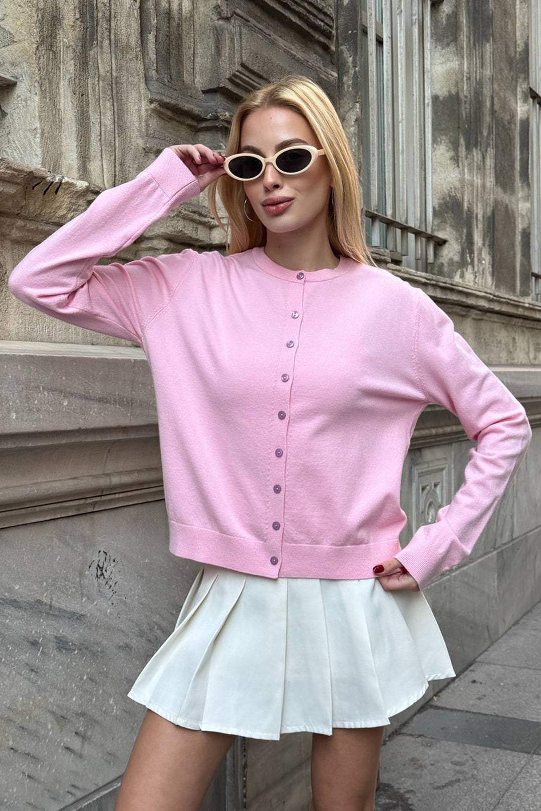 Pink Bicycle Collar Buttoned Cardigan BCHZCK-251267 - Cosamaloapan