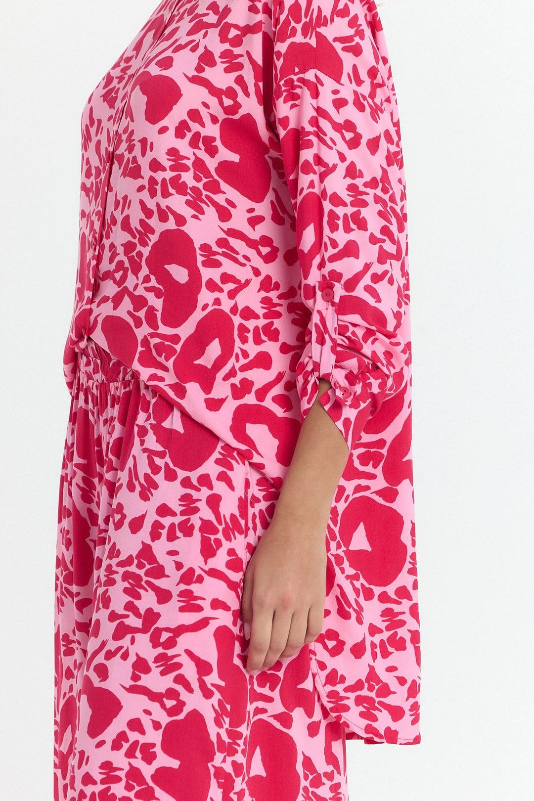 Pink Flower Patterned Long Tunic and Pants Woven Viscon Top Set BCVL-25V053-2 - Wollongong