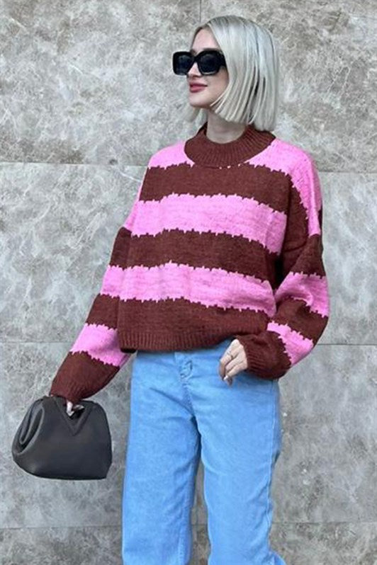 MDX Pink Patterned Oversized Sweater MG1205 - Castellammare di Stabia