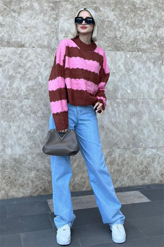 MDX Pink Patterned Oversized Sweater MG1205 - Castellammare di Stabia