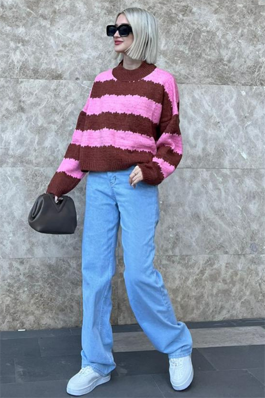 MDX Pink Patterned Oversized Sweater MG1205 - Castellammare di Stabia