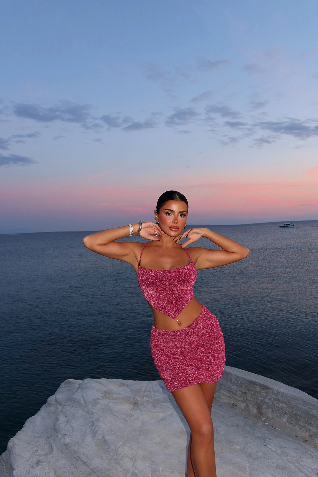 مجموعة EYY Women Pink Nessa Sparkly - مابل ريدج
