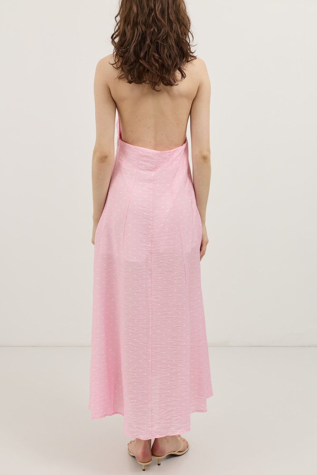 ANT Antioch Pembe Halter Yaka Puantiyeli Kadın Elbise - Barnsley