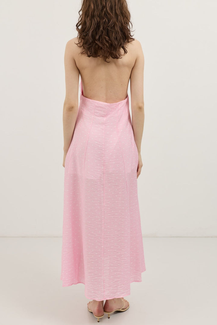 ANT Antioch Pembe Halter Yaka Puantiyeli Kadın Elbise - Barnsley