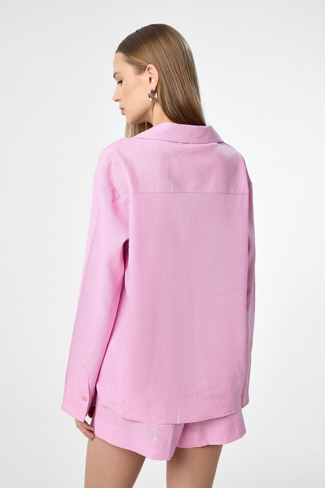ANT Antioch Pink Linen Blend Shorts-Shirt Women's Set - Gera