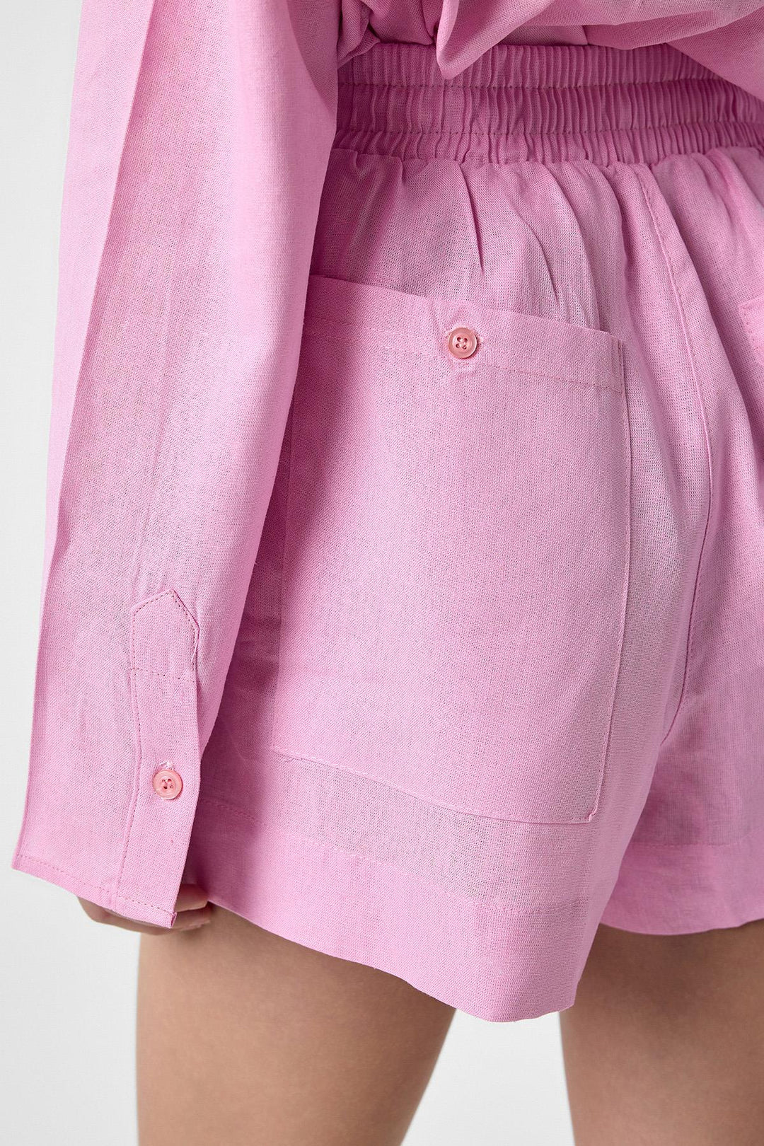 ANT Antioch Pink Linen Blend Shorts-Shirt Women's Set - Gera