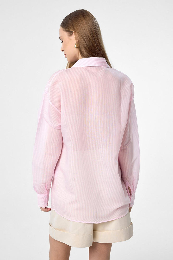 ANT Antioch Pink Relax Fit Striped Long Sleeve Women's Shirt - Nuevo Laredo