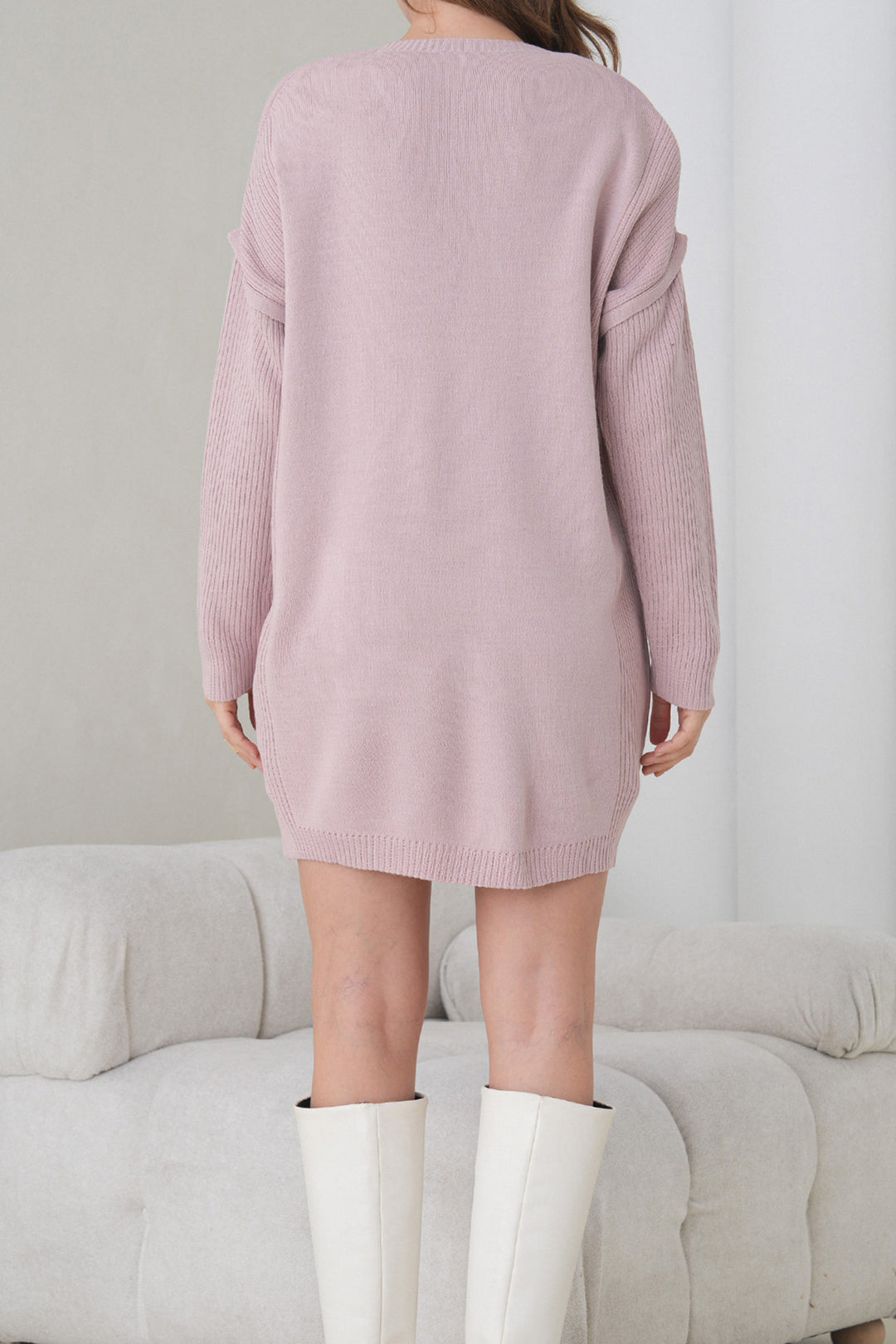 Pink Ribboned Bicycle Collar Mini Knit Dress BCHPK-251239 - Clearwater