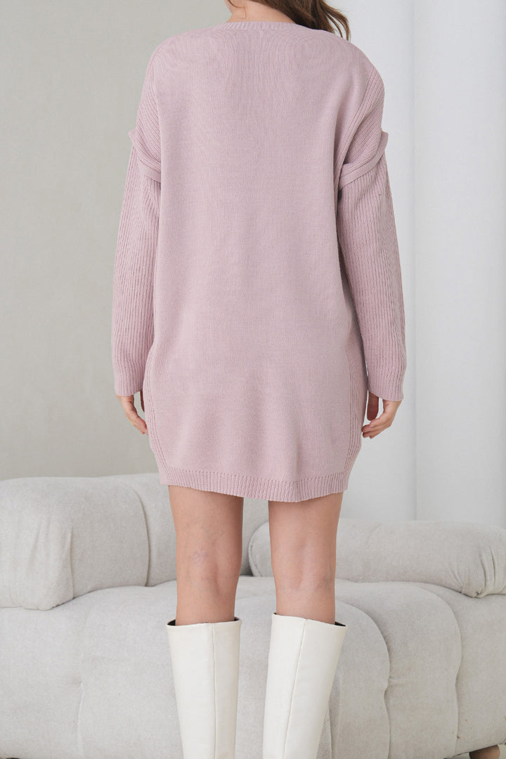 Pink Ribboned Bicycle Collar Mini Knit Dress BCHPK-251239 - Clearwater