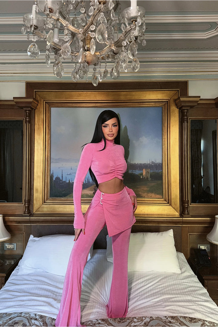 EYY Women Pink Slit Detail Pantsuit - Holland