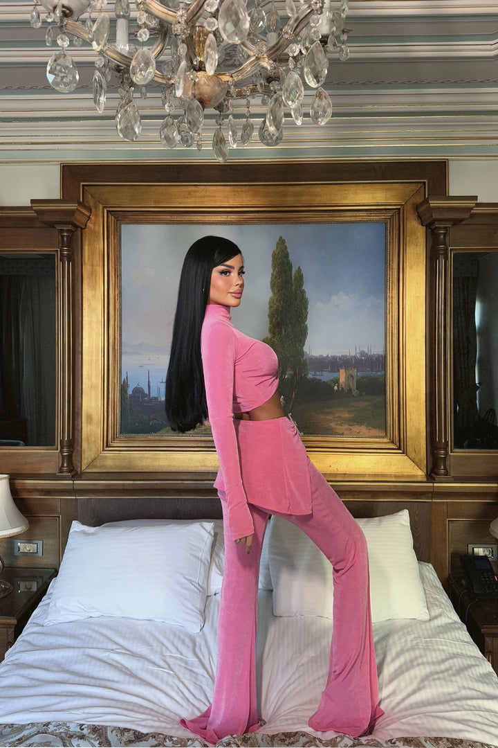 EYY Women Pink Slit Detail Pantsuit - Holland