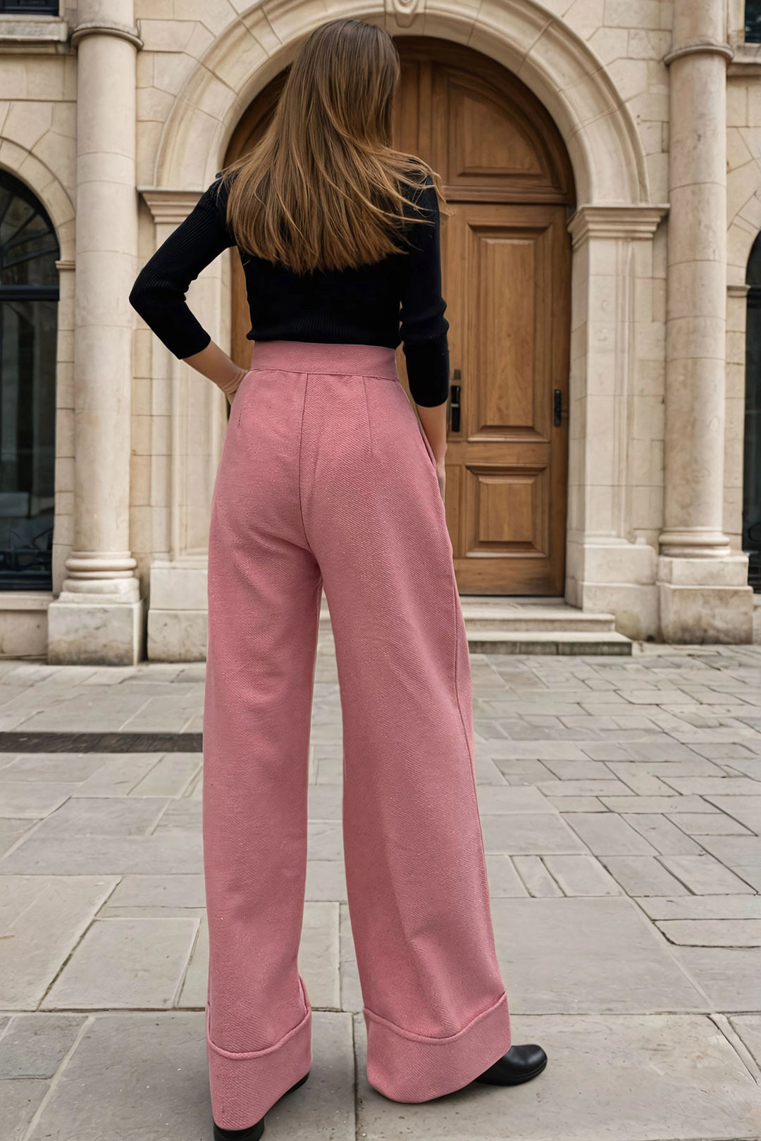 Pink High Waist Baggy Pants BCBSK-25700-3450 - Shelton