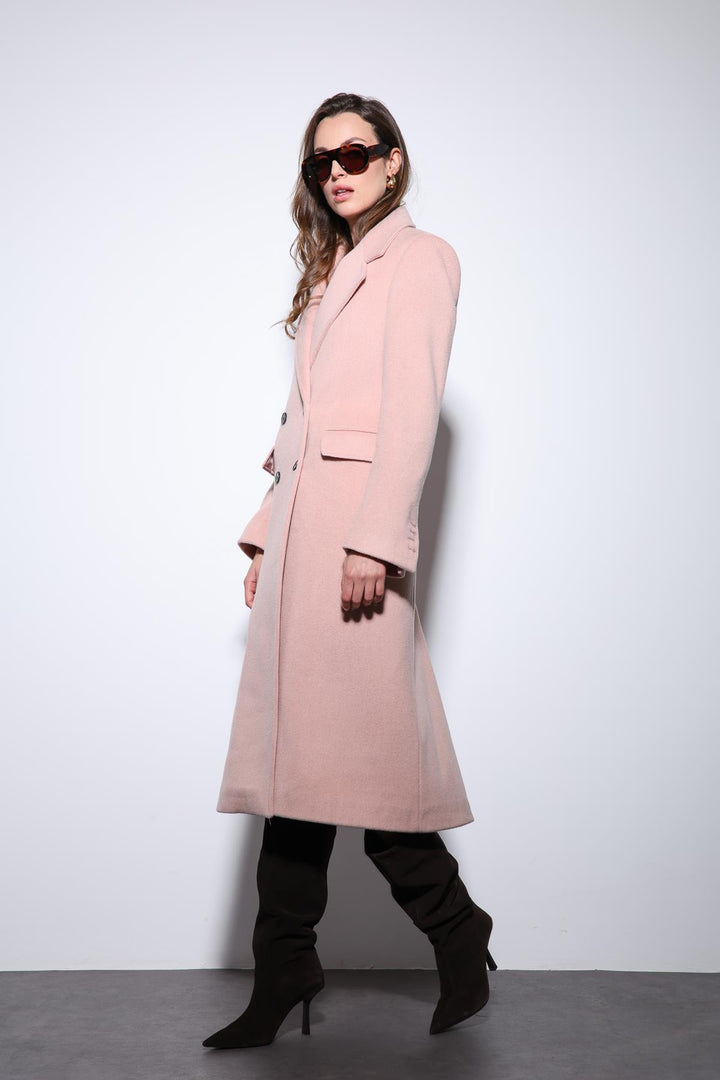 ANT Antioch Pink Wool Blend Double-Breasted Women's Coat - Guildford