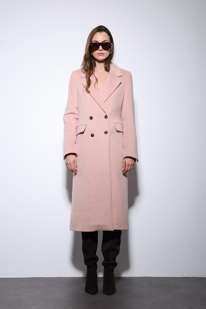 ANT Antioch Pink Wool Blend Double-Breasted Women's Coat - Guildford
