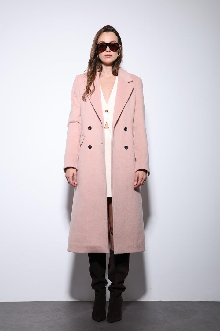 ANT Antioch Pink Wool Blend Double-Breasted Women's Coat - Guildford