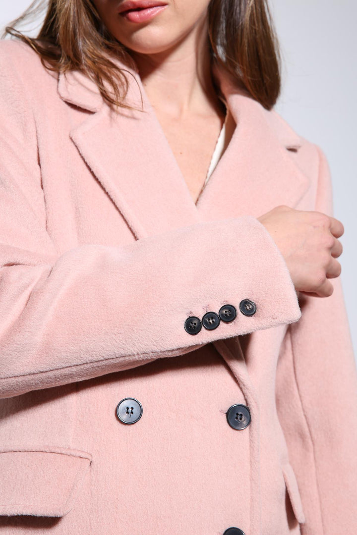 ANT Antioch Pink Wool Blend Double-Breasted Women's Coat - Guildford