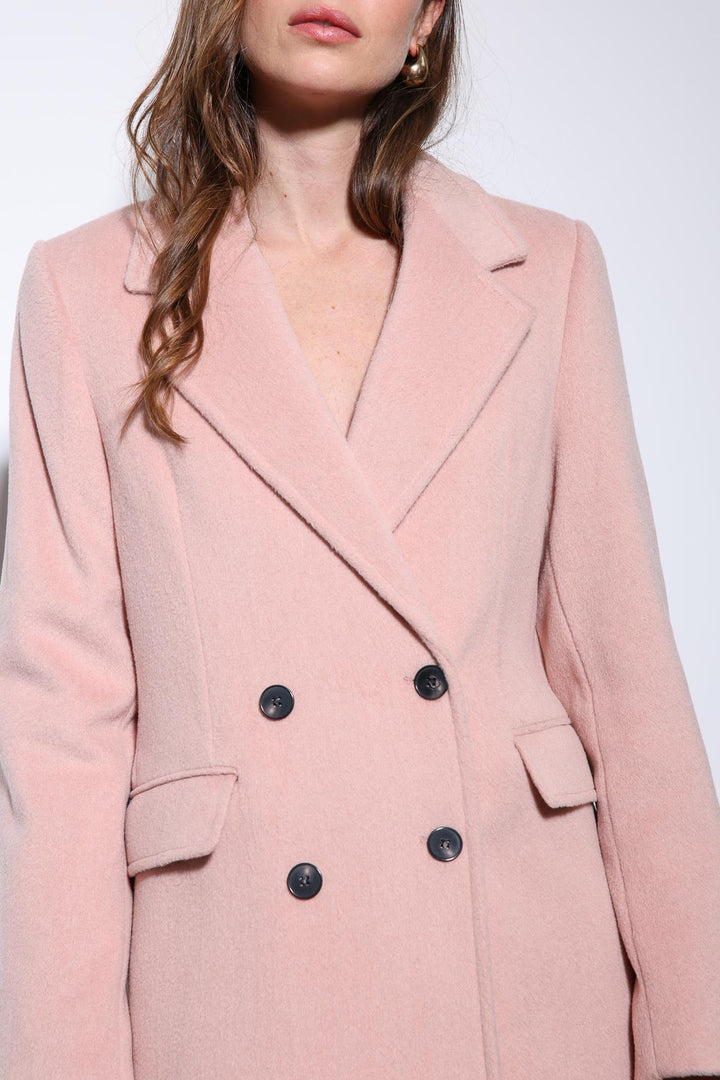 ANT Antioch Pink Wool Blend Double-Breasted Women's Coat - Guildford