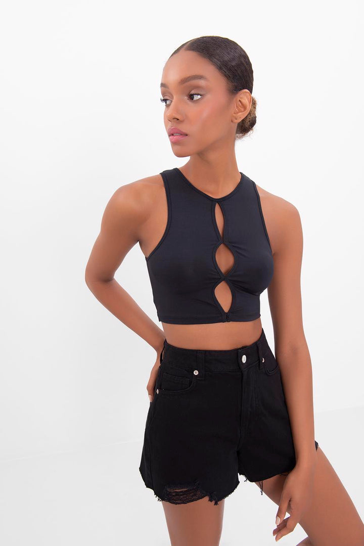 BSL Women Cut out detailed sleeveless crop top - North Bethesda