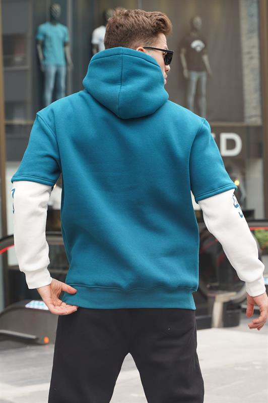 MDX Petrol Blue Hooded Sweatshirt with Embroidery 6141 - Vilvoorde
