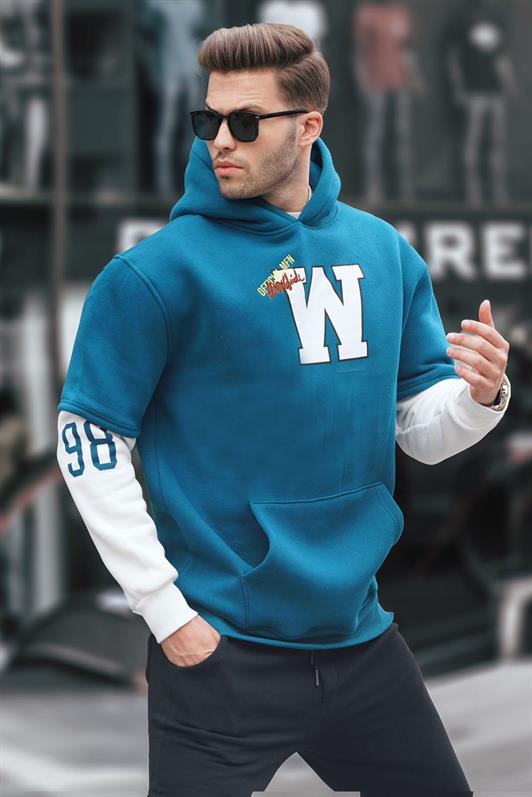 MDX Petrol Blue Hooded Sweatshirt with Embroidery 6141 - Vilvoorde