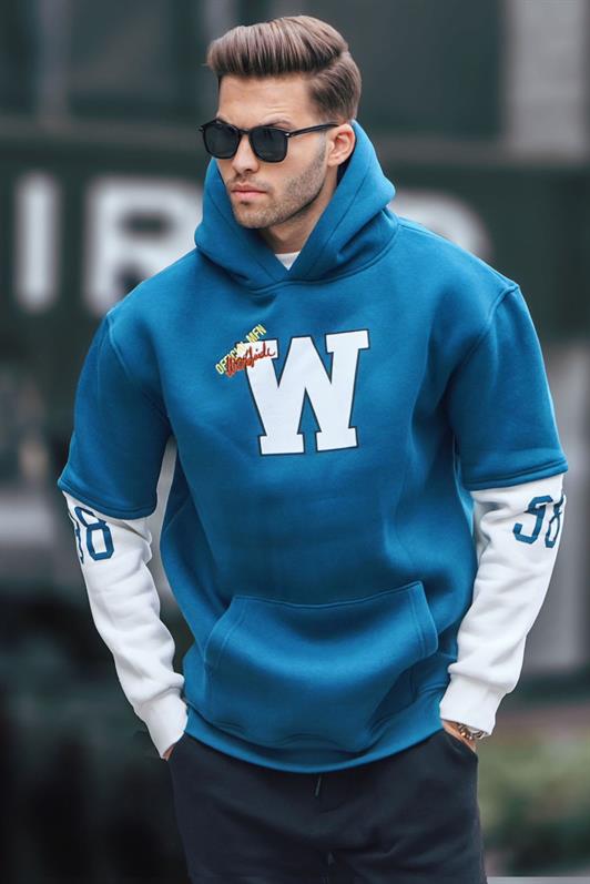 MDX Petrol Blue Hooded Sweatshirt with Embroidery 6141 - Vilvoorde