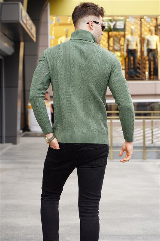 MDX Petrol Green Patterned Fisherman Collar Sweater 5769 - Bay City