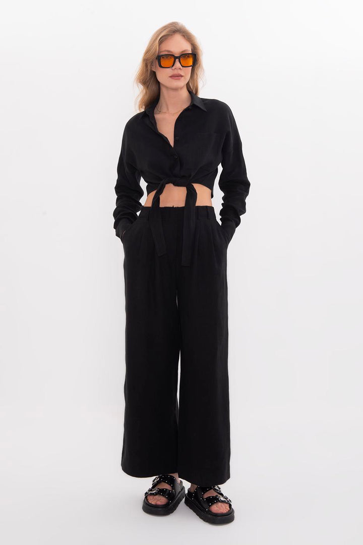 BSL Women 100% Linen Loose Trousers with Pleat Detail - Villingen-Schwenningen