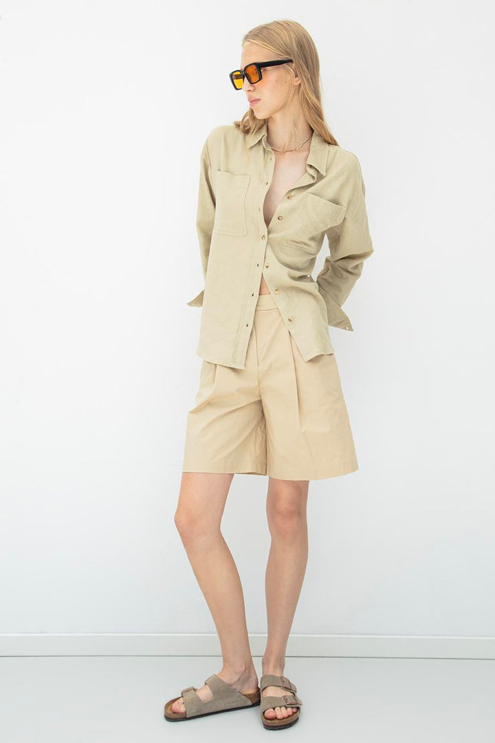 BSL Women Pleated Bermuda Shorts - Weißenfels
