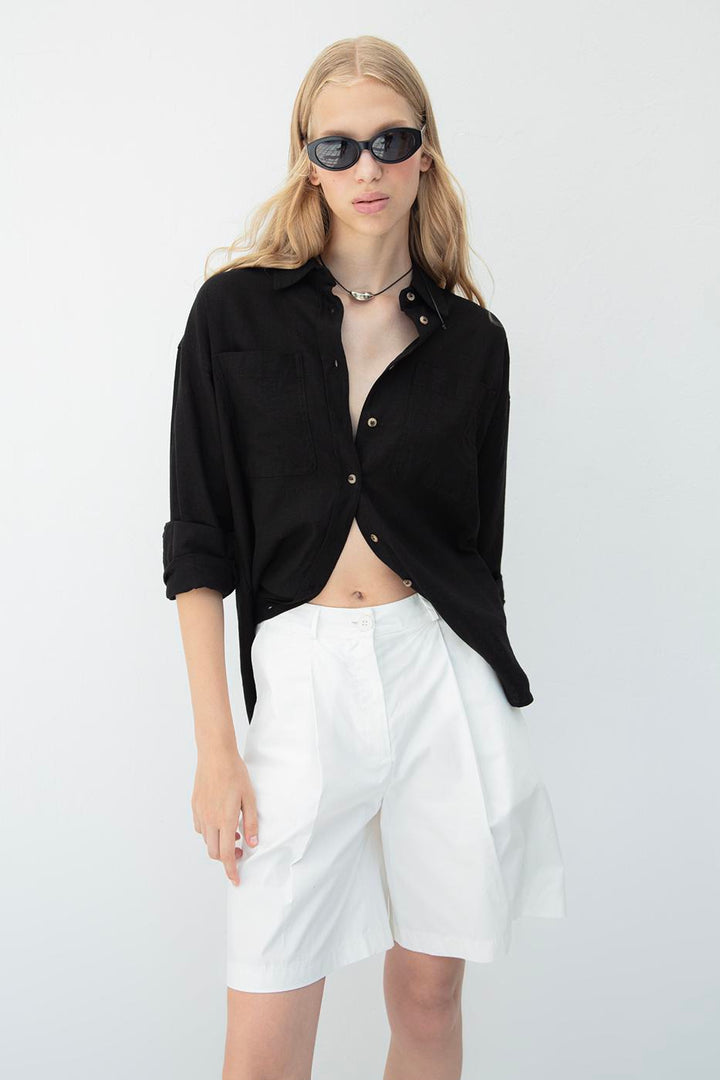 BSL Women Pleated Bermuda Shorts - Mobile