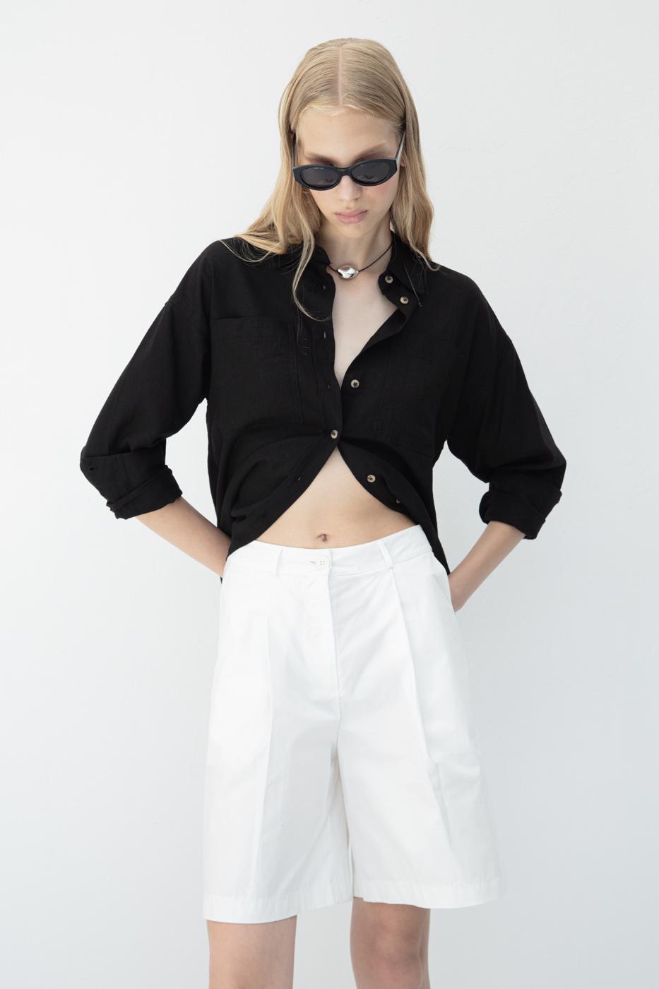 BSL Women Pleated Bermuda Shorts - Mobile