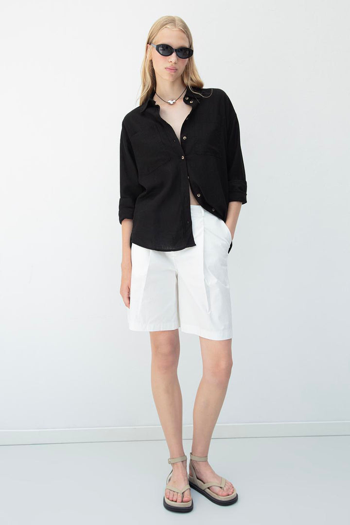 BSL Women Pleated Bermuda Shorts - Mobile