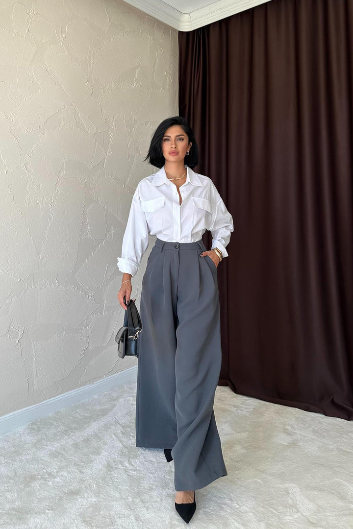 ELS Pleated Comfort Pants - Smoke Gray - Napa