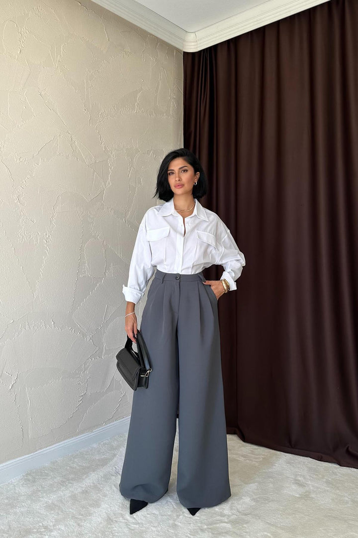 ELS Pleated Comfort Pants - Smoke Gray - Napa